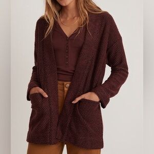 Marine Layer Birdseye Cardigan in French Roast - Large